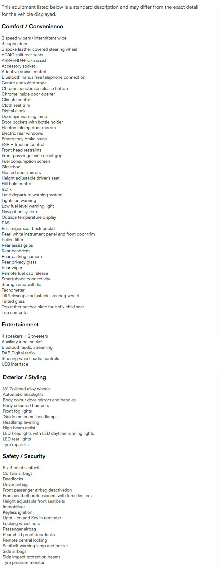 vehicle equipment