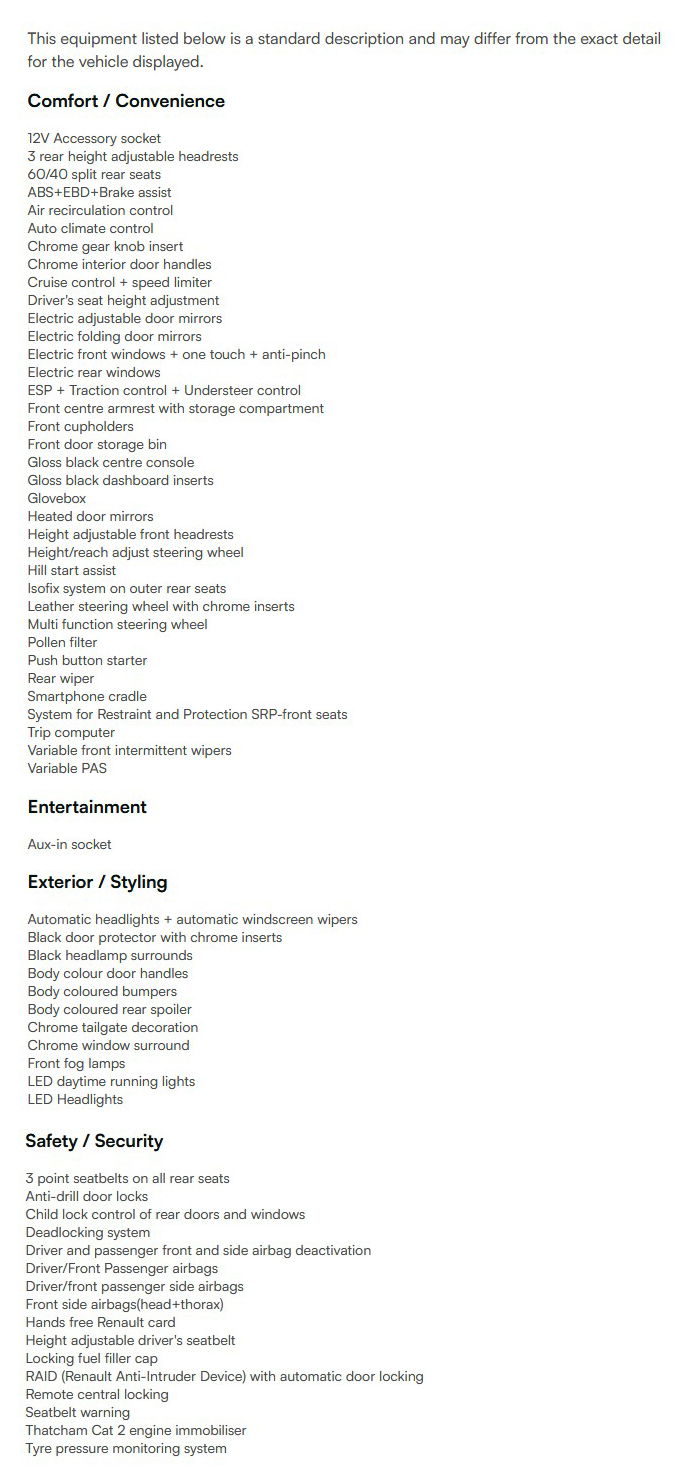 vehicle equipment