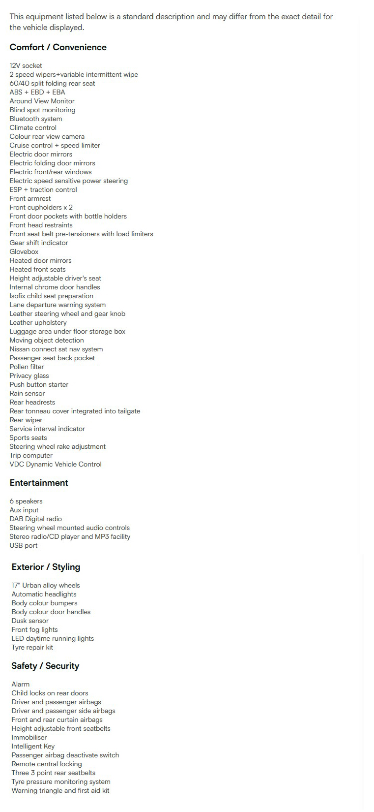 vehicle equipment