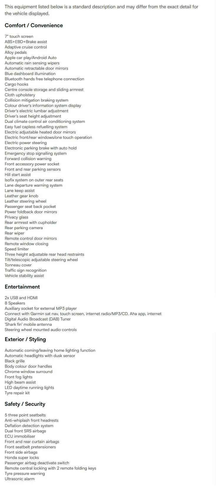 vehicle equipment