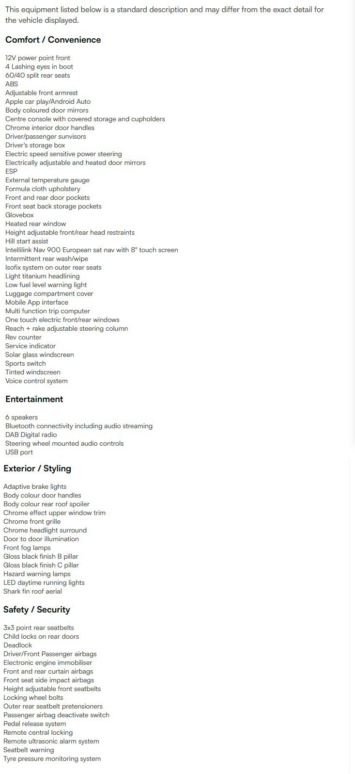 vehicle equipment